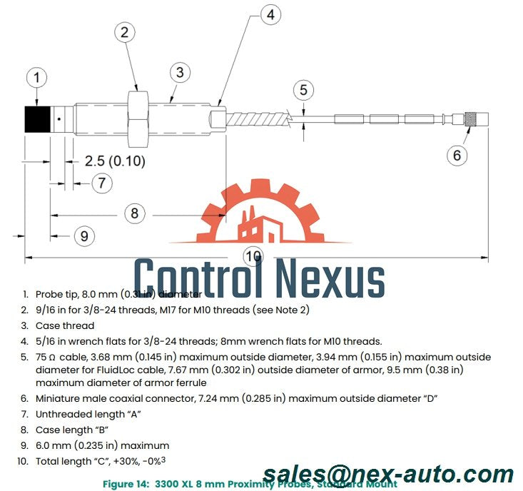 330101-00-36-10-01-00 Sonda de Sensor de Vibración Bently Nevada