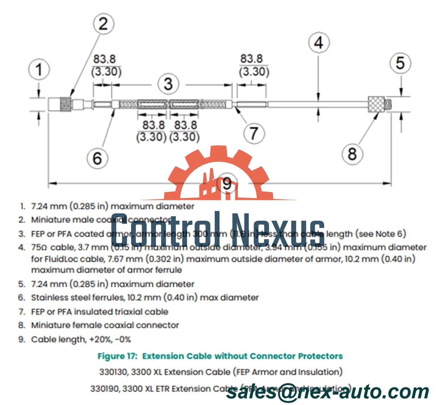 Kabel Ekstensi 3300 XL 330130-040-00-CN Bently Nevada