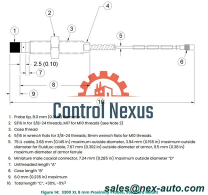 Bently Nevada 3300 XL Sonda de Proximidad de 8 mm 330101-00-32-05-02-00